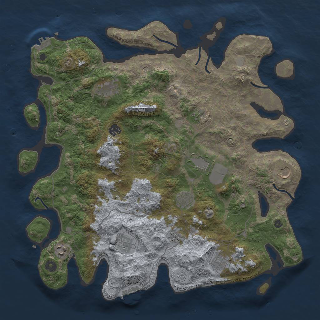 Rust Map: Procedural Map, Size: 4096, Seed: 1581454246, 19 Monuments