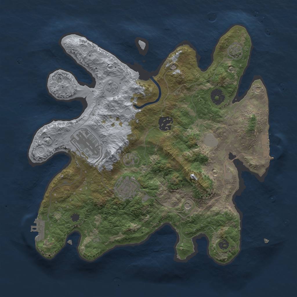 Rust Map: Procedural Map, Size: 3000, Seed: 82483, 10 Monuments