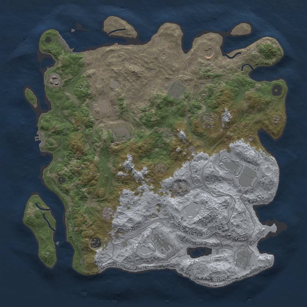 Rust Map: Procedural Map, Size: 4250, Seed: 506446973, 18 Monuments