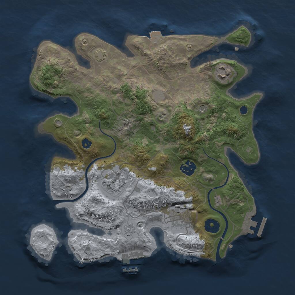 Rust Map: Procedural Map, Size: 3000, Seed: 88391, 10 Monuments