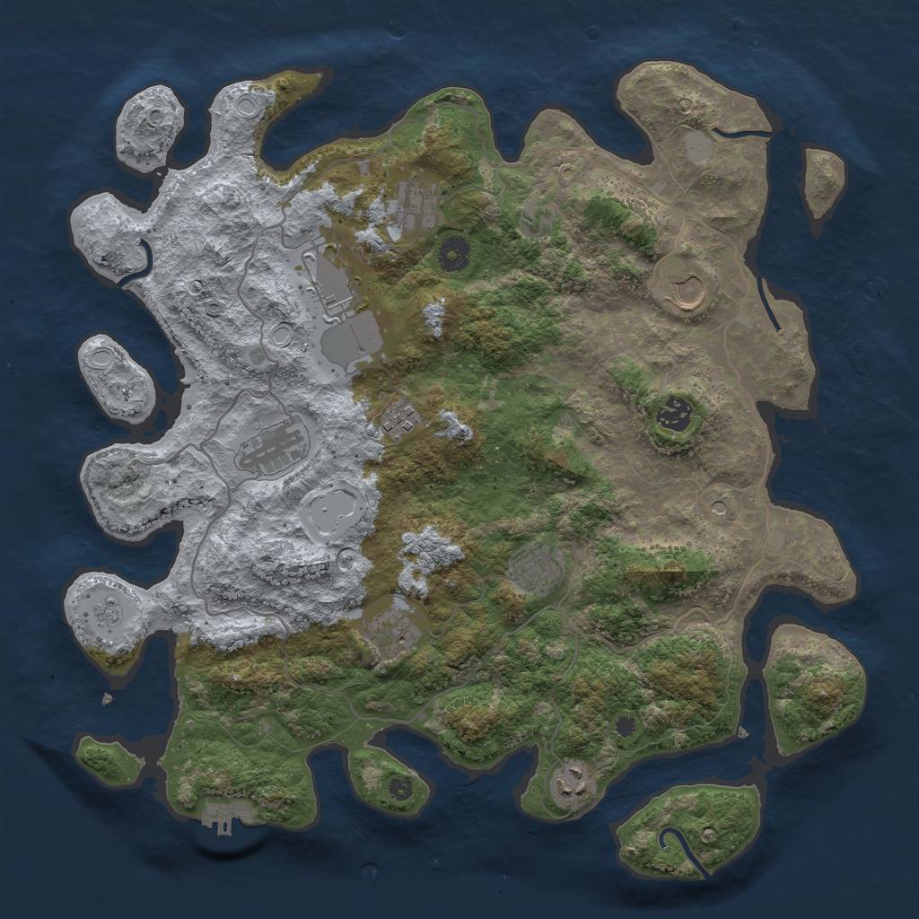 Rust Map: Procedural Map, Size: 4000, Seed: 897848957, 17 Monuments