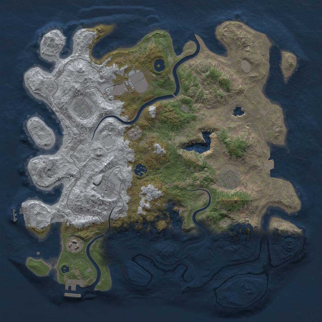 Rust Map: Procedural Map, Size: 4000, Seed: 897848957, 13 Monuments