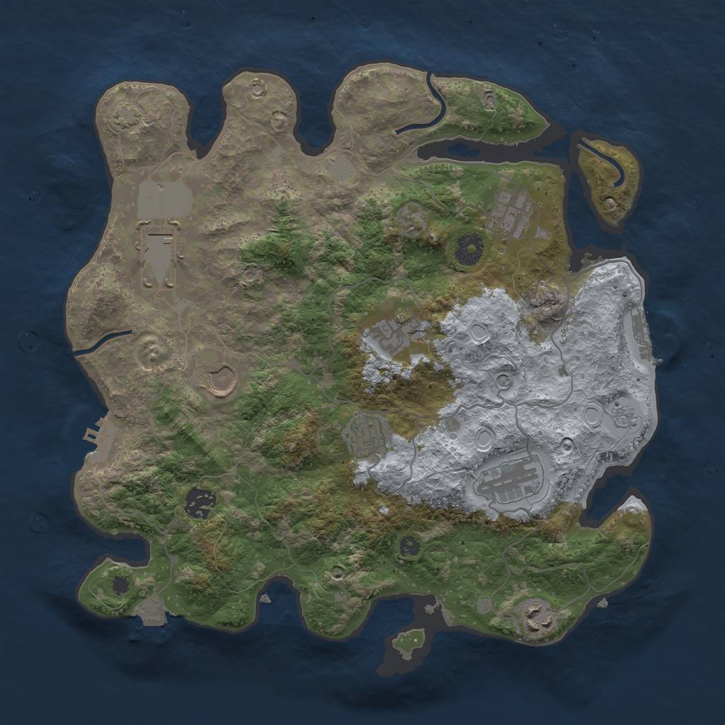 Rust Map: Procedural Map, Size: 3500, Seed: 1455077848, 16 Monuments