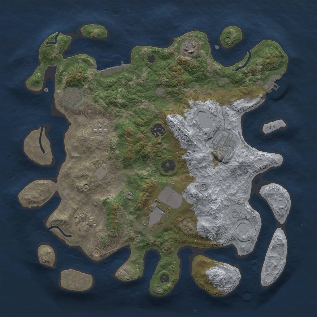 Rust Map: Procedural Map, Size: 3500, Seed: 142574281, 16 Monuments