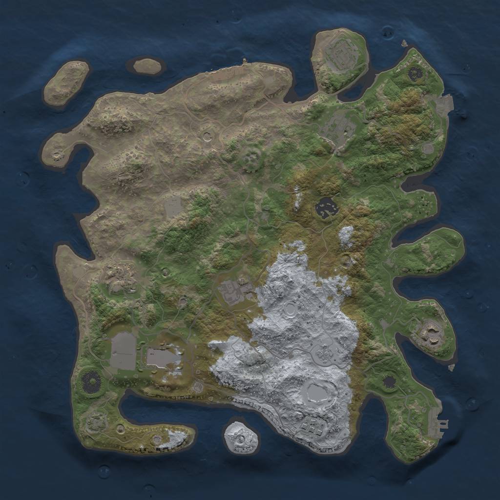 Rust Map: Procedural Map, Size: 3500, Seed: 2435, 16 Monuments