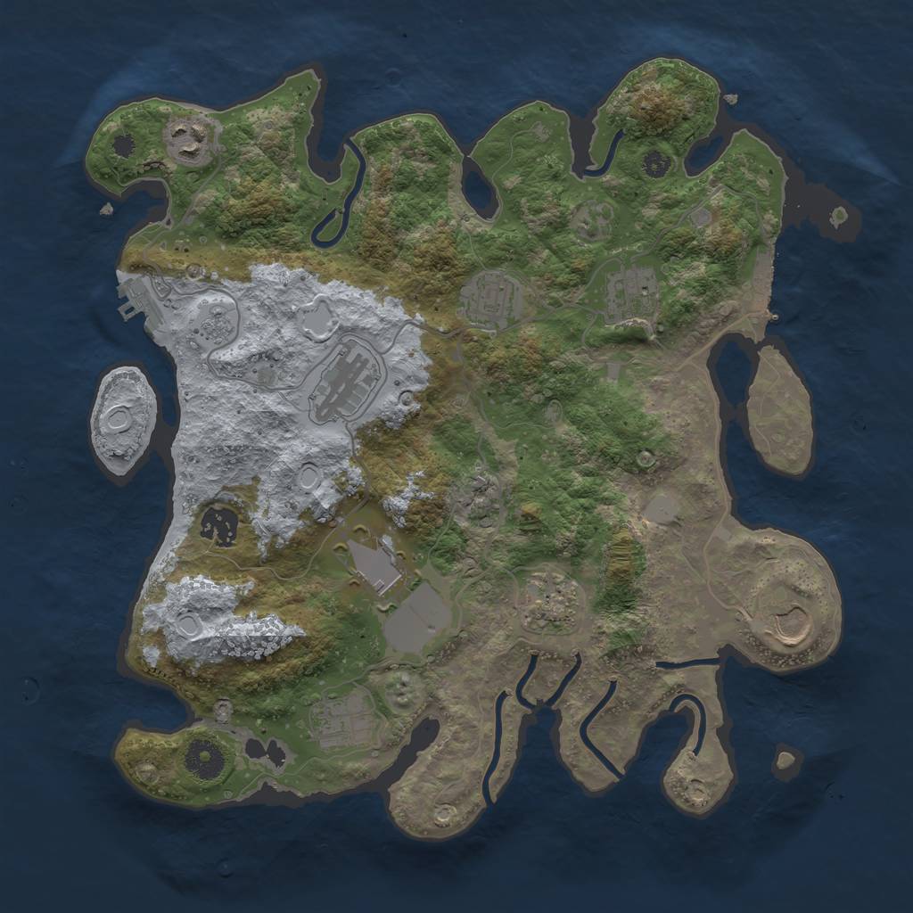 Rust Map: Procedural Map, Size: 3500, Seed: 1391540255, 17 Monuments
