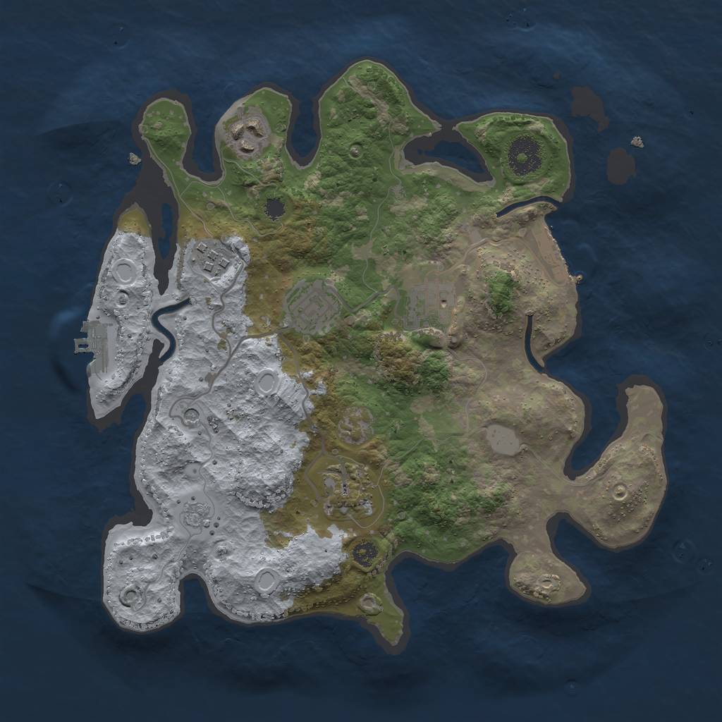 Rust Map: Procedural Map, Size: 3000, Seed: 717479198, 14 Monuments