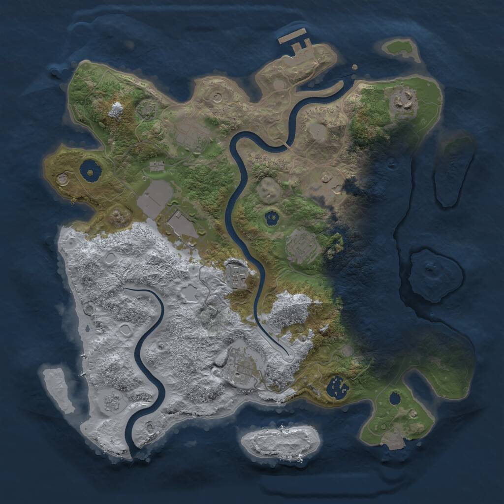 Rust Map: Procedural Map, Size: 3500, Seed: 327978953, 13 Monuments