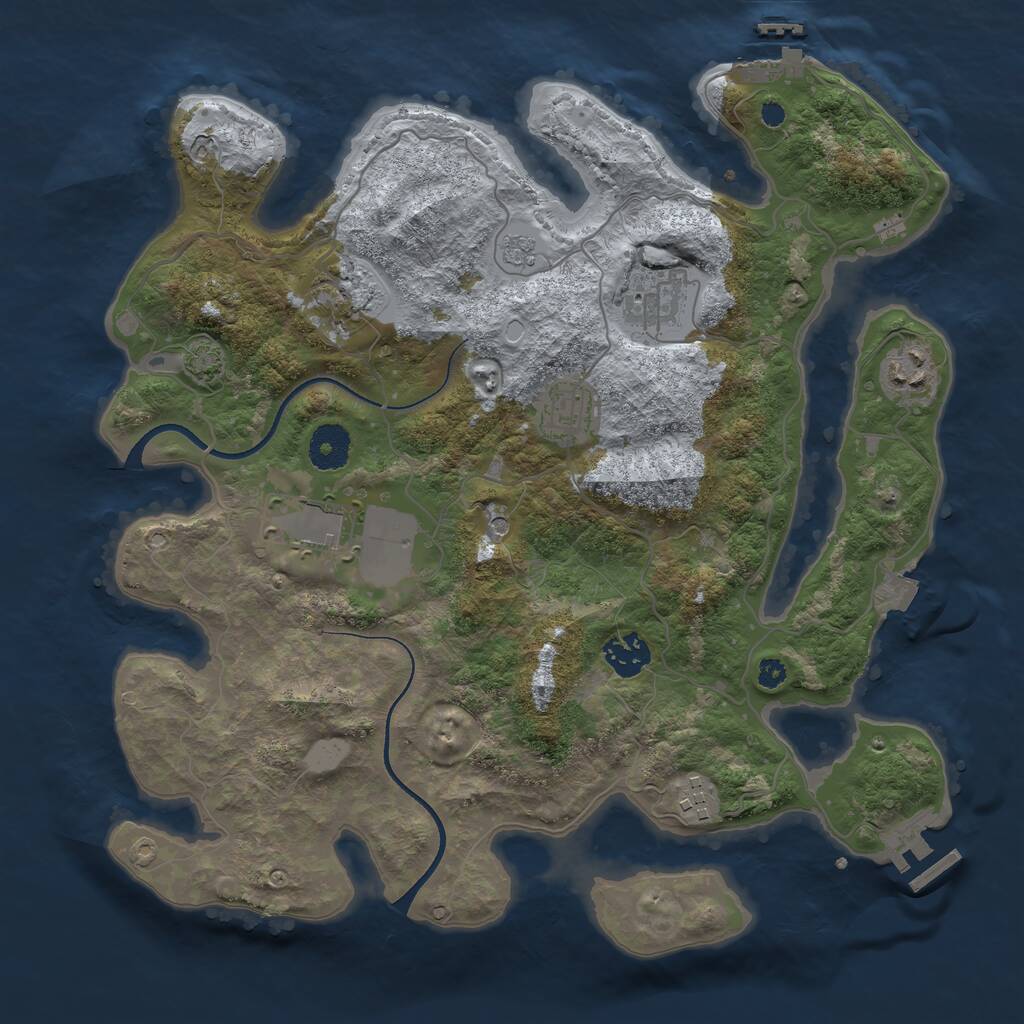 Rust Map: Procedural Map, Size: 3500, Seed: 39598985, 13 Monuments