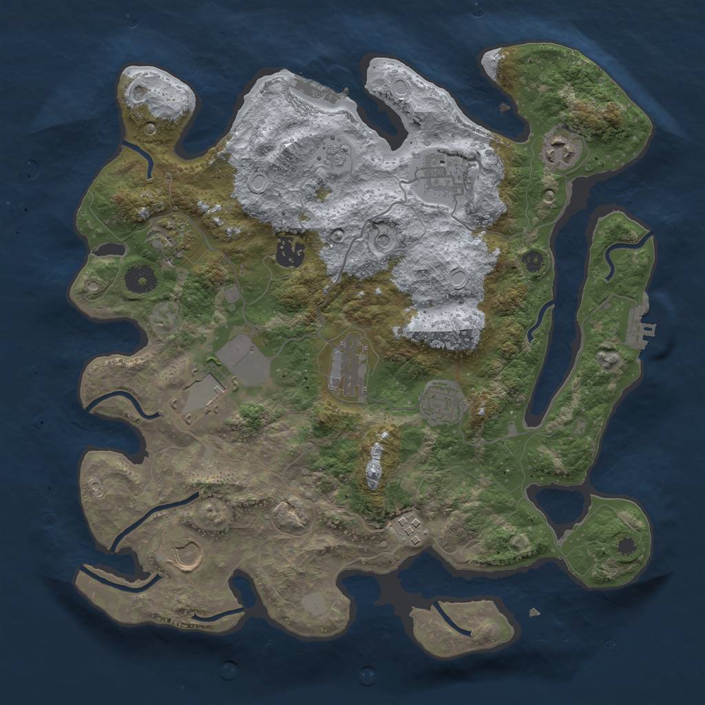 Rust Map: Procedural Map, Size: 3500, Seed: 39598985, 18 Monuments