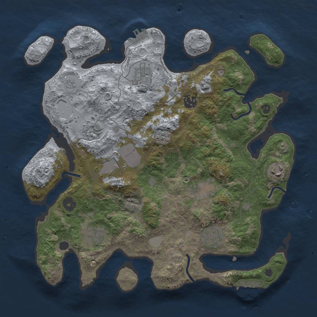 Rust Map: Procedural Map, Size: 3500, Seed: 219860511, 18 Monuments