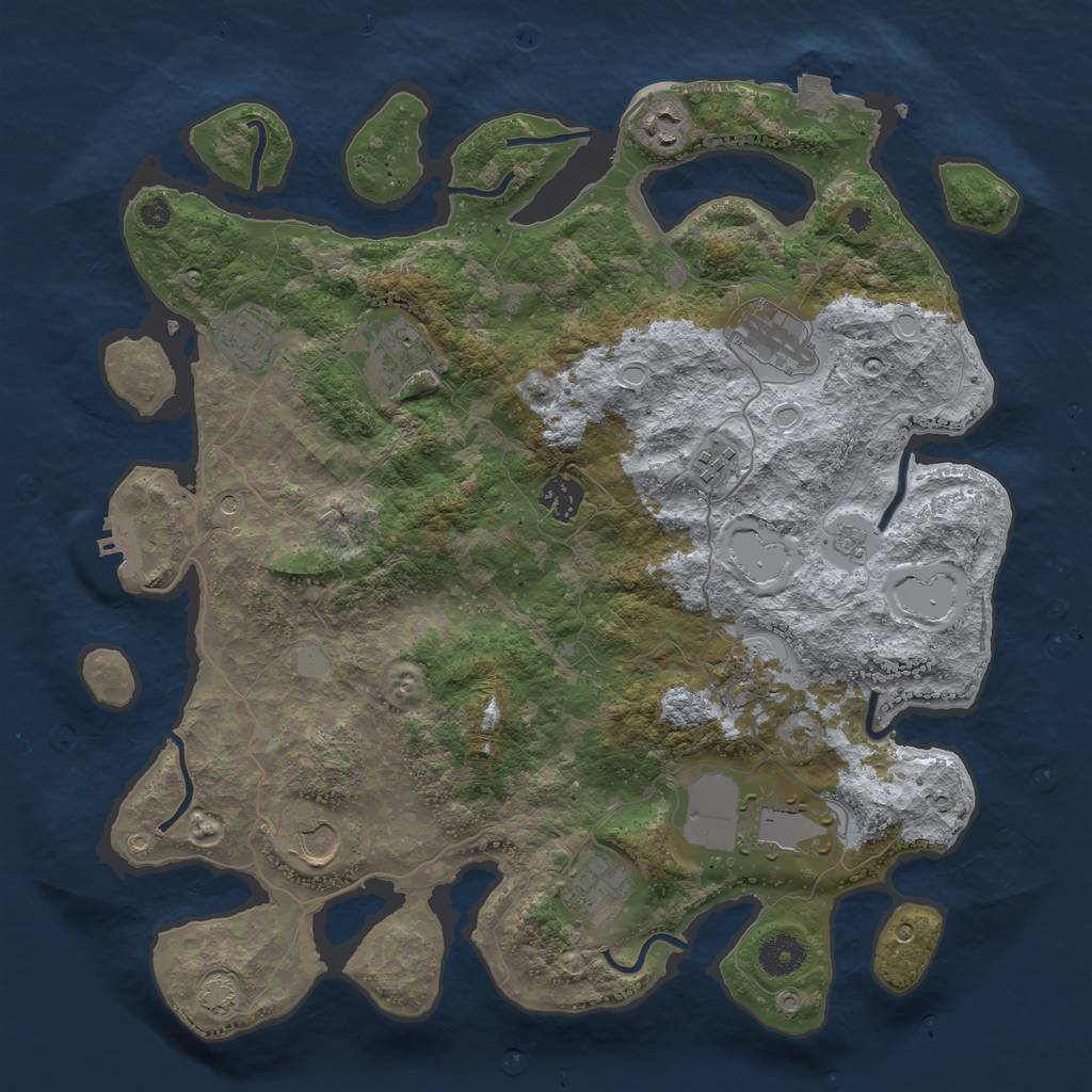 Rust Map: Procedural Map, Size: 3800, Seed: 2098129989, 17 Monuments