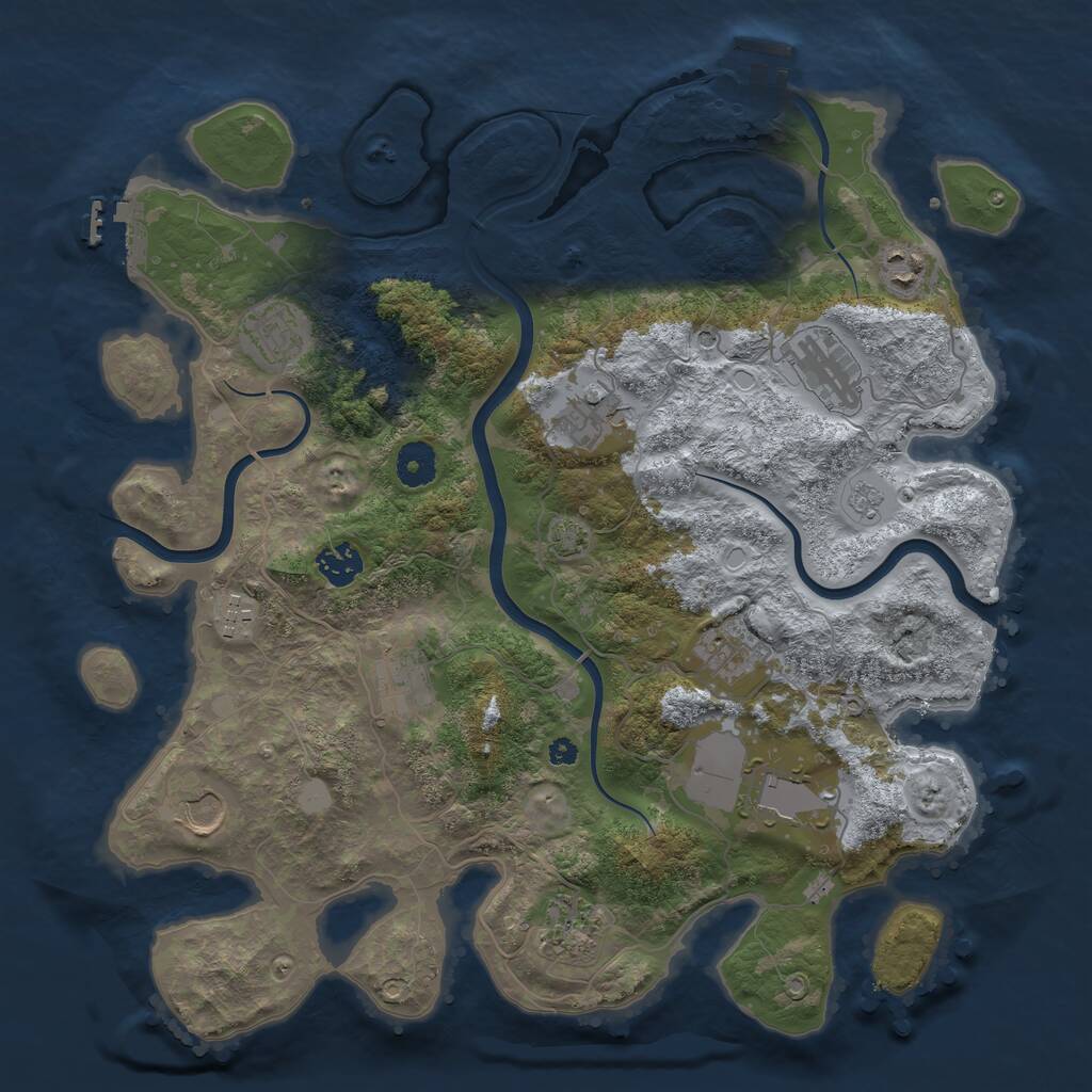 Rust Map: Procedural Map, Size: 3800, Seed: 2098129989, 17 Monuments