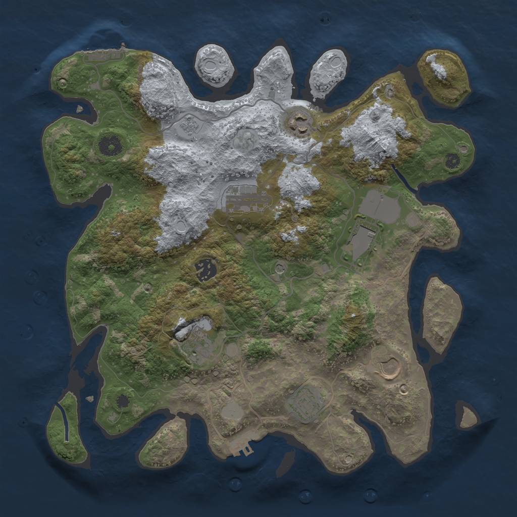 Rust Map: Procedural Map, Size: 3500, Seed: 809224349, 14 Monuments