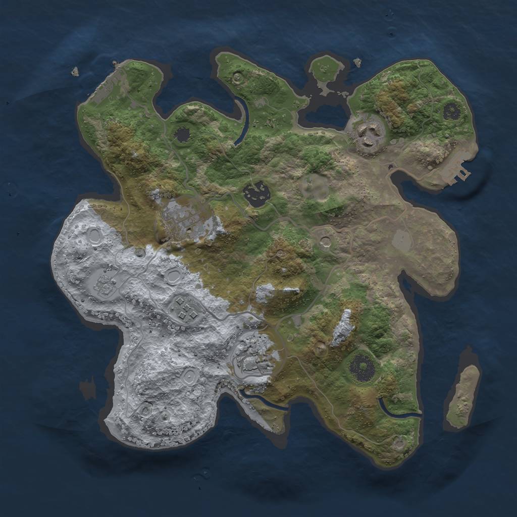 Rust Map: Procedural Map, Size: 3000, Seed: 1374809252, 14 Monuments