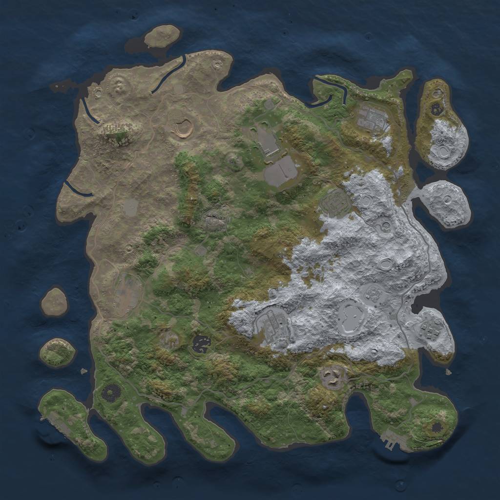 Rust Map: Procedural Map, Size: 4000, Seed: 1150626579, 16 Monuments