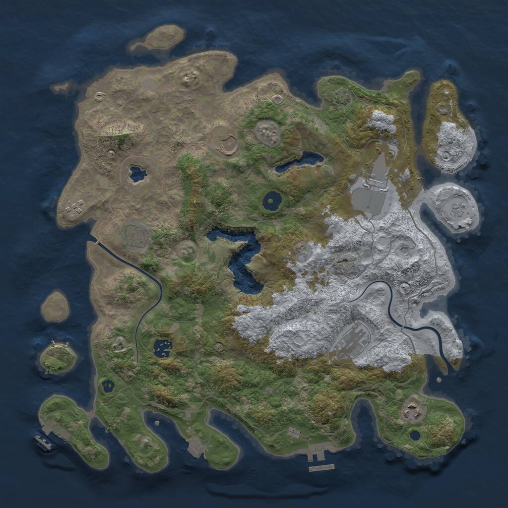 Rust Map: Procedural Map, Size: 4000, Seed: 1150626579, 13 Monuments