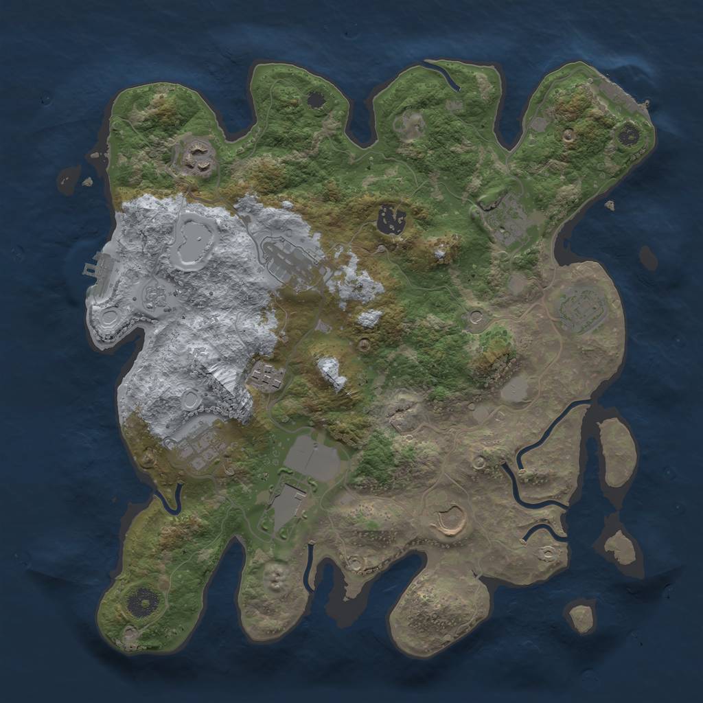 Rust Map: Procedural Map, Size: 3500, Seed: 317845, 16 Monuments
