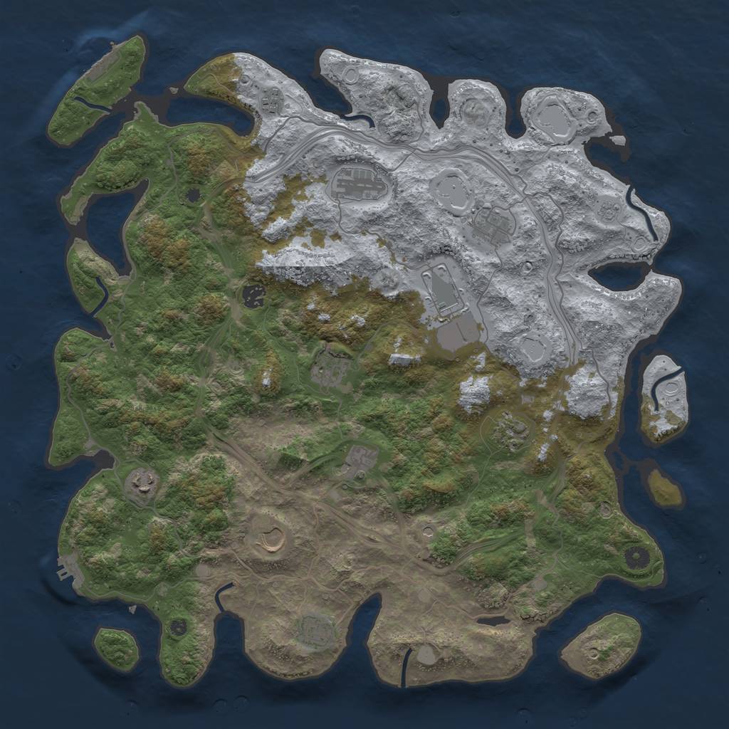 Rust Map: Procedural Map, Size: 4500, Seed: 772684145, 20 Monuments