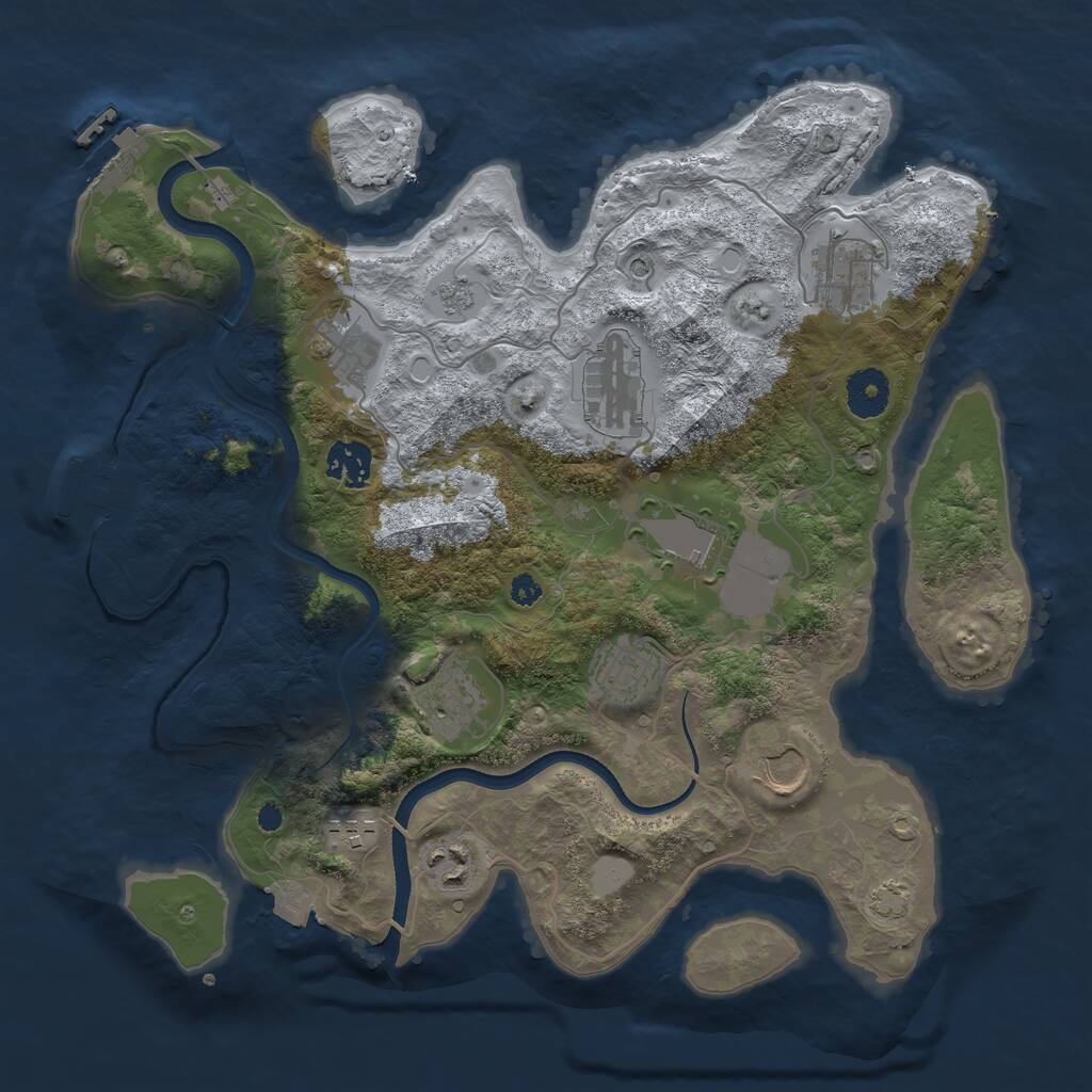 Rust Map: Procedural Map, Size: 3500, Seed: 633208798, 16 Monuments