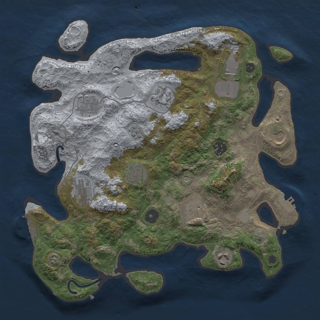 Rust Map: Procedural Map, Size: 3500, Seed: 617355334, 17 Monuments