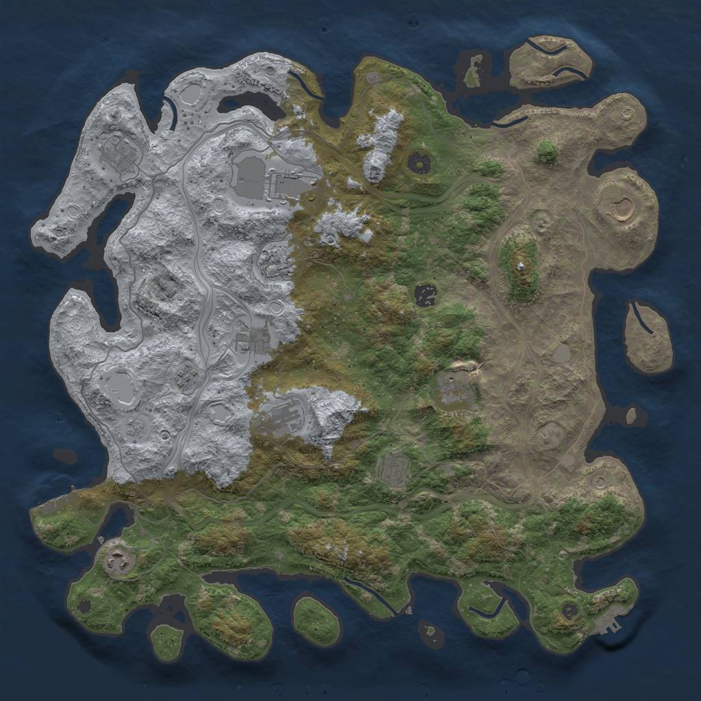 Rust Map: Procedural Map, Size: 4500, Seed: 8008, 18 Monuments