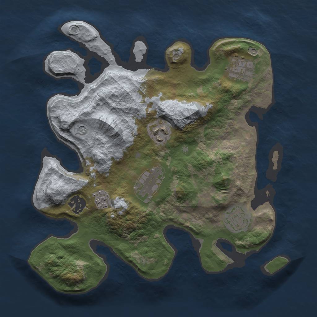 Rust Map: Barren, Size: 2800, Seed: 627553310, 9 Monuments