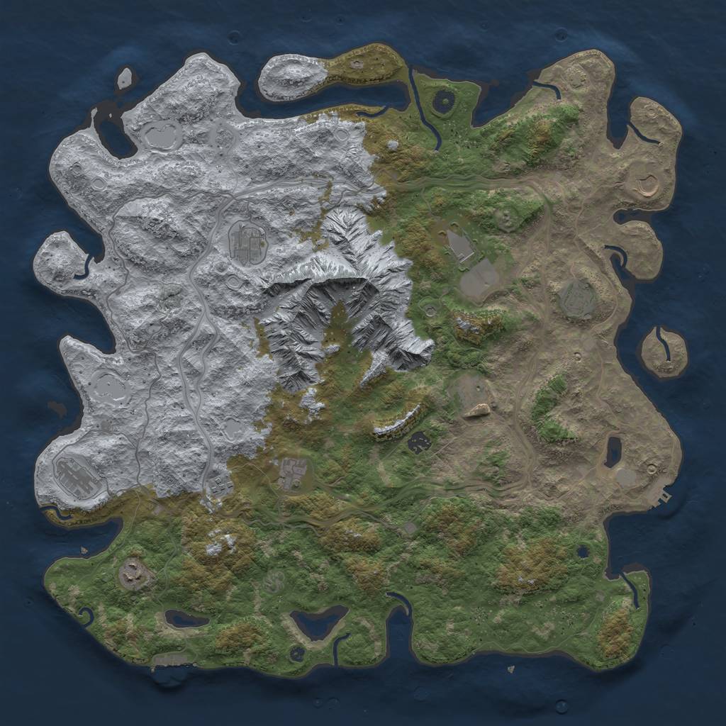 Rust Map: Procedural Map, Size: 5000, Seed: 1280, 18 Monuments