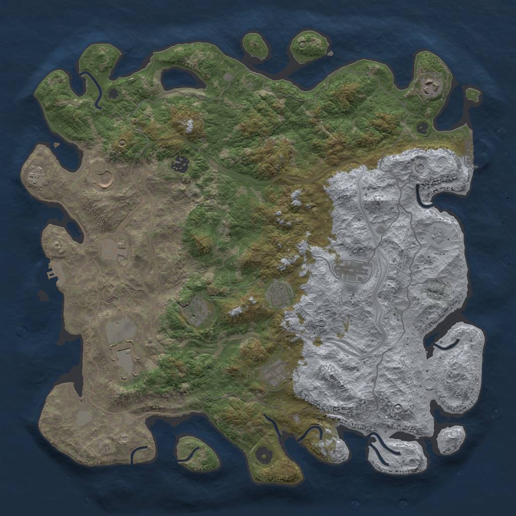 Rust Map: Procedural Map, Size: 4500, Seed: 19560225, 17 Monuments