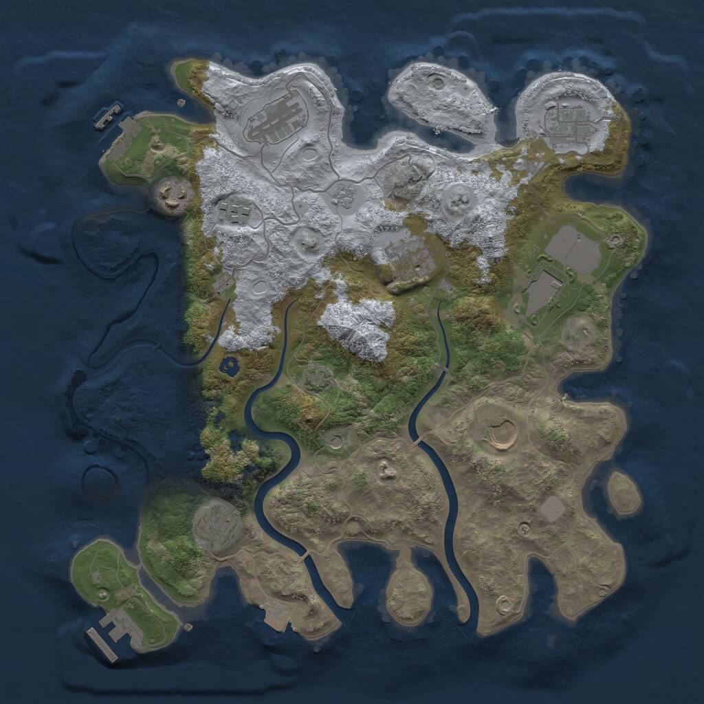 Rust Map: Procedural Map, Size: 3500, Seed: 19490260, 14 Monuments