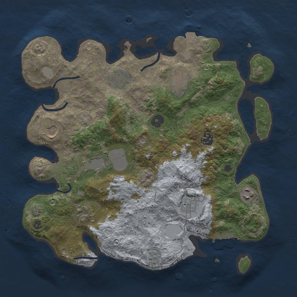 Rust Map: Procedural Map, Size: 3500, Seed: 1302747456, 16 Monuments