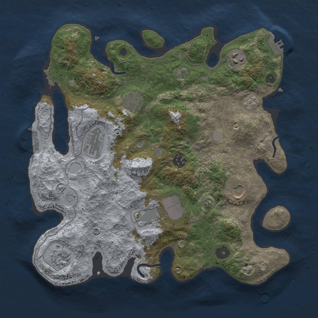 Rust Map: Procedural Map, Size: 3500, Seed: 63655247, 17 Monuments