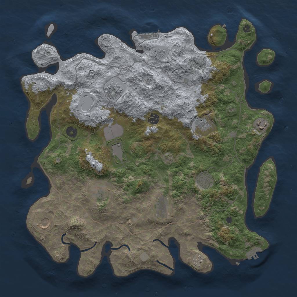 Rust Map: Procedural Map, Size: 4000, Seed: 85373576, 17 Monuments