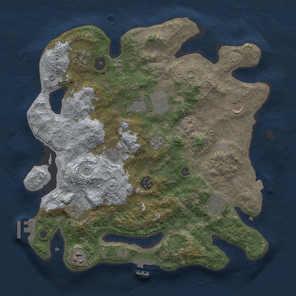 Rust Map: Procedural Map, Size: 3500, Seed: 795669403, 17 Monuments