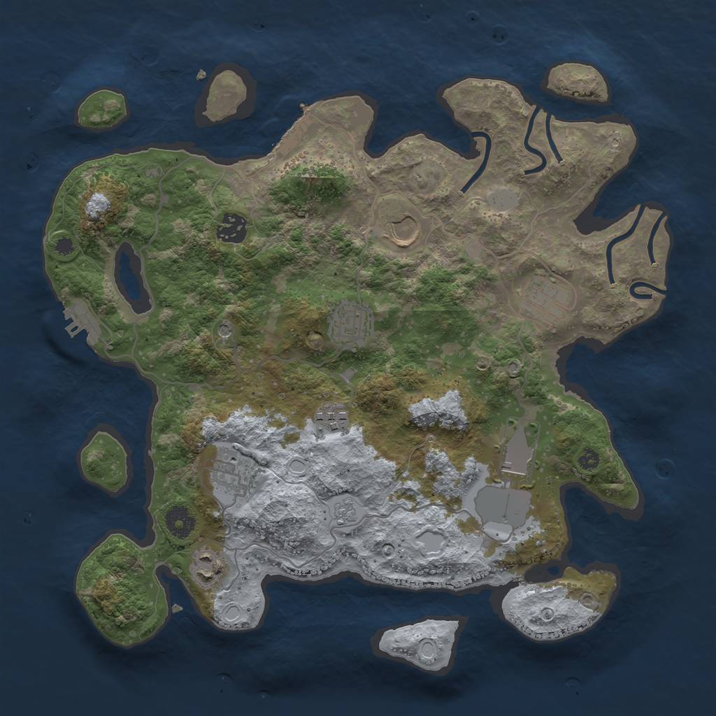 Rust Map: Procedural Map, Size: 3500, Seed: 2899105, 17 Monuments