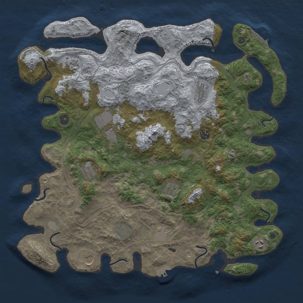 Rust Map: Procedural Map, Size: 4500, Seed: 1101859698, 20 Monuments