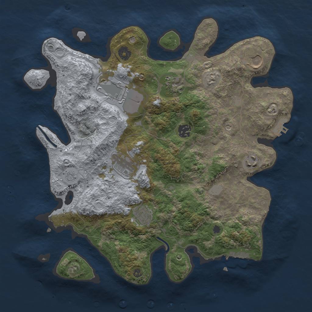 Rust Map: Procedural Map, Size: 3500, Seed: 28147, 14 Monuments