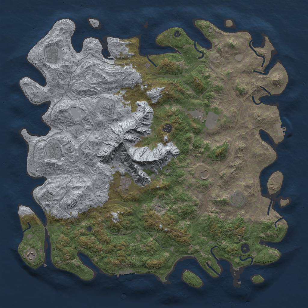 Rust Map: Procedural Map, Size: 5000, Seed: 2134192437, 19 Monuments