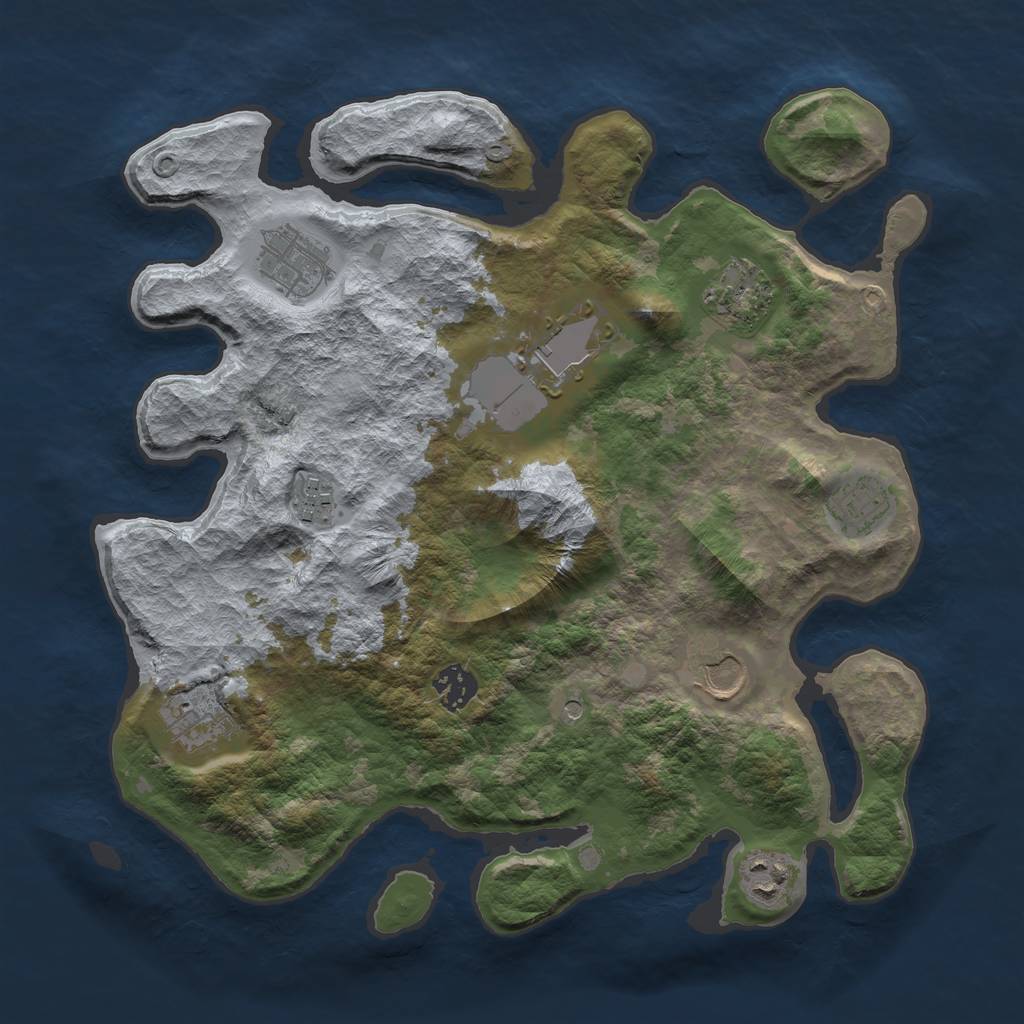 Rust Map: Barren, Size: 3500, Seed: 319400042, 12 Monuments