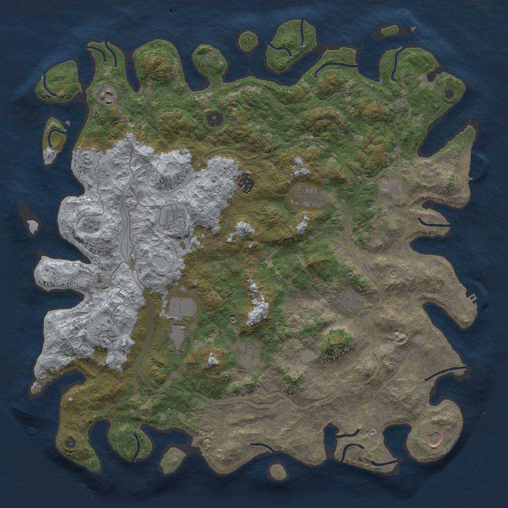 Rust Map: Procedural Map, Size: 4800, Seed: 408954660, 20 Monuments