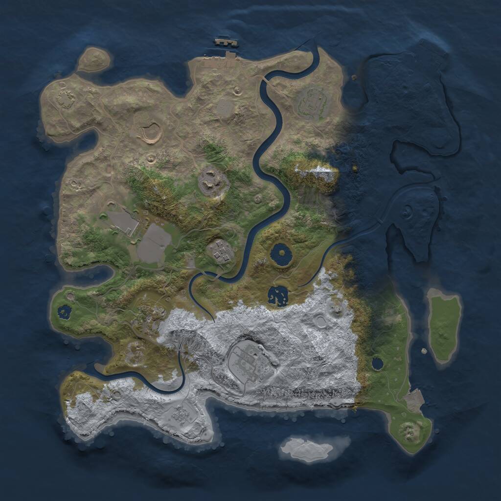 Rust Map: Procedural Map, Size: 3500, Seed: 1643202593, 13 Monuments