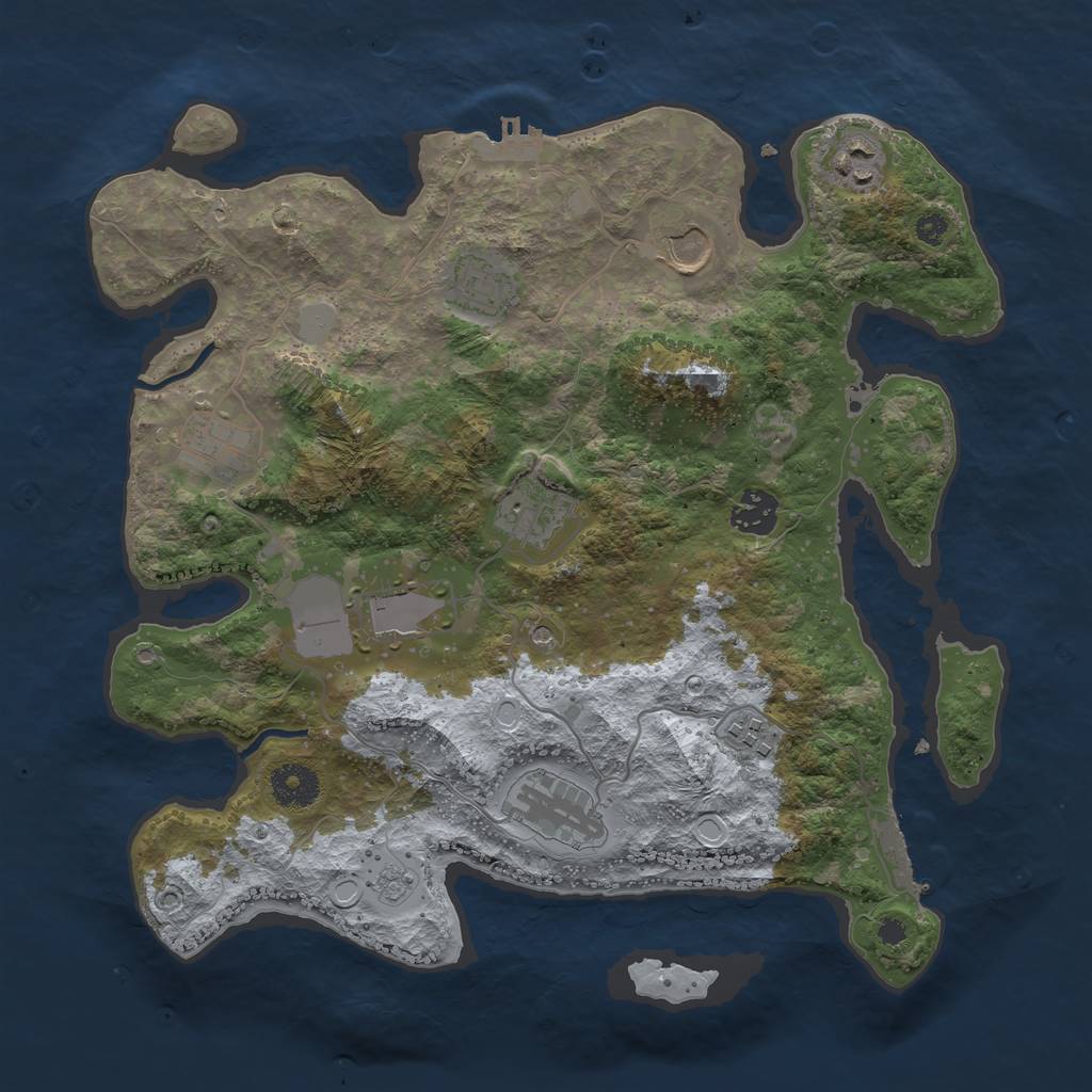 Rust Map: Procedural Map, Size: 3500, Seed: 1643202593, 18 Monuments