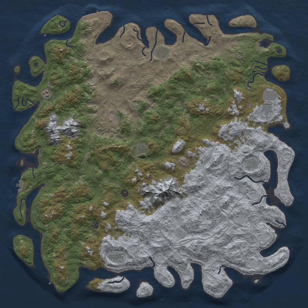 Rust Map: Procedural Map, Size: 6000, Seed: 737646299, 20 Monuments