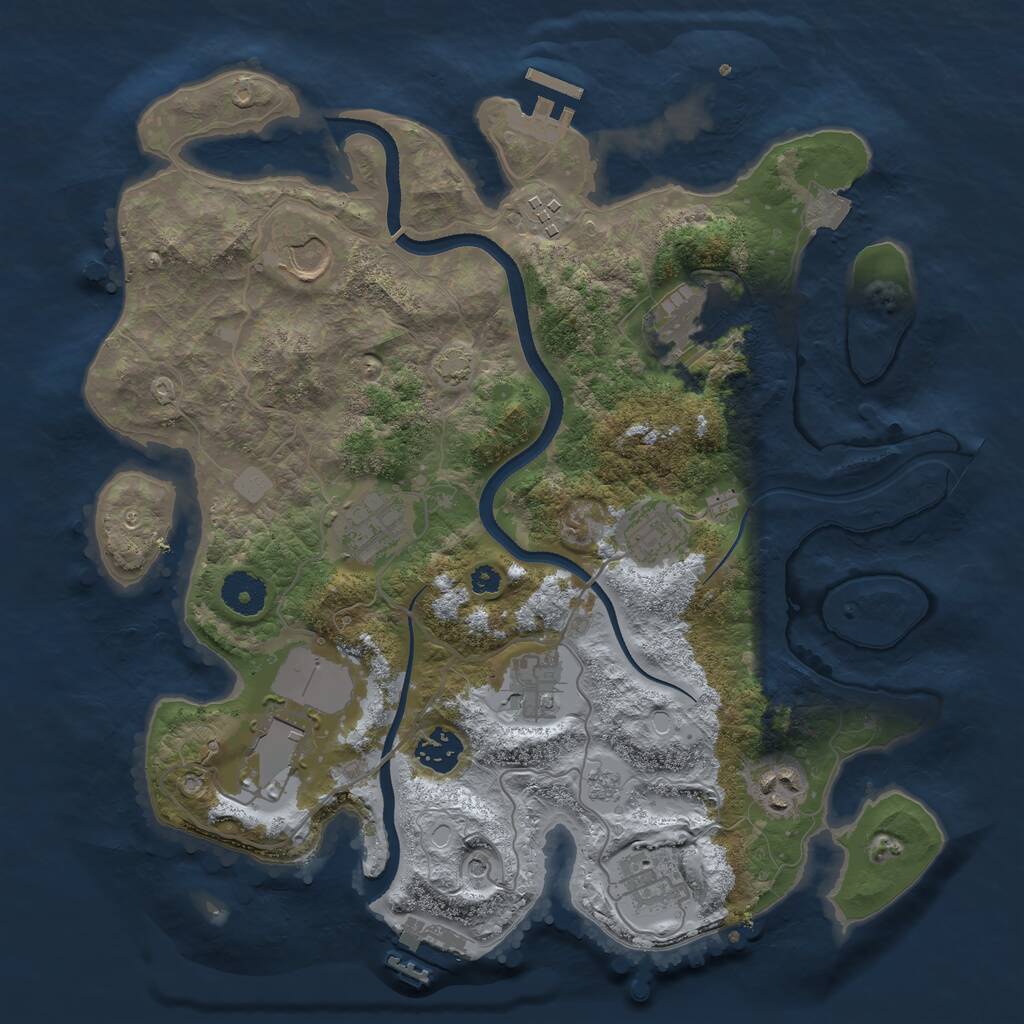 Rust Map: Procedural Map, Size: 3500, Seed: 3654685, 16 Monuments