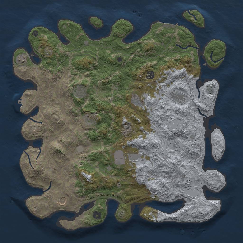 Rust Map: Procedural Map, Size: 4300, Seed: 39715476, 18 Monuments
