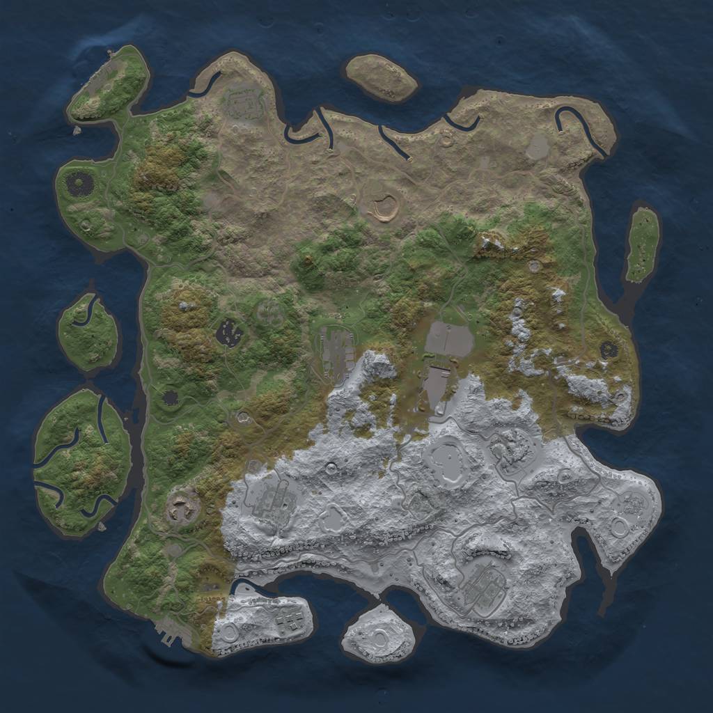 Rust Map: Procedural Map, Size: 4000, Seed: 8127371, 19 Monuments