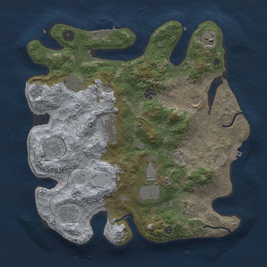 Rust Map: Procedural Map, Size: 3500, Seed: 1929998137, 19 Monuments