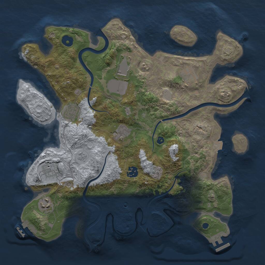 Rust Map: Procedural Map, Size: 3502, Seed: 1066376372, 14 Monuments