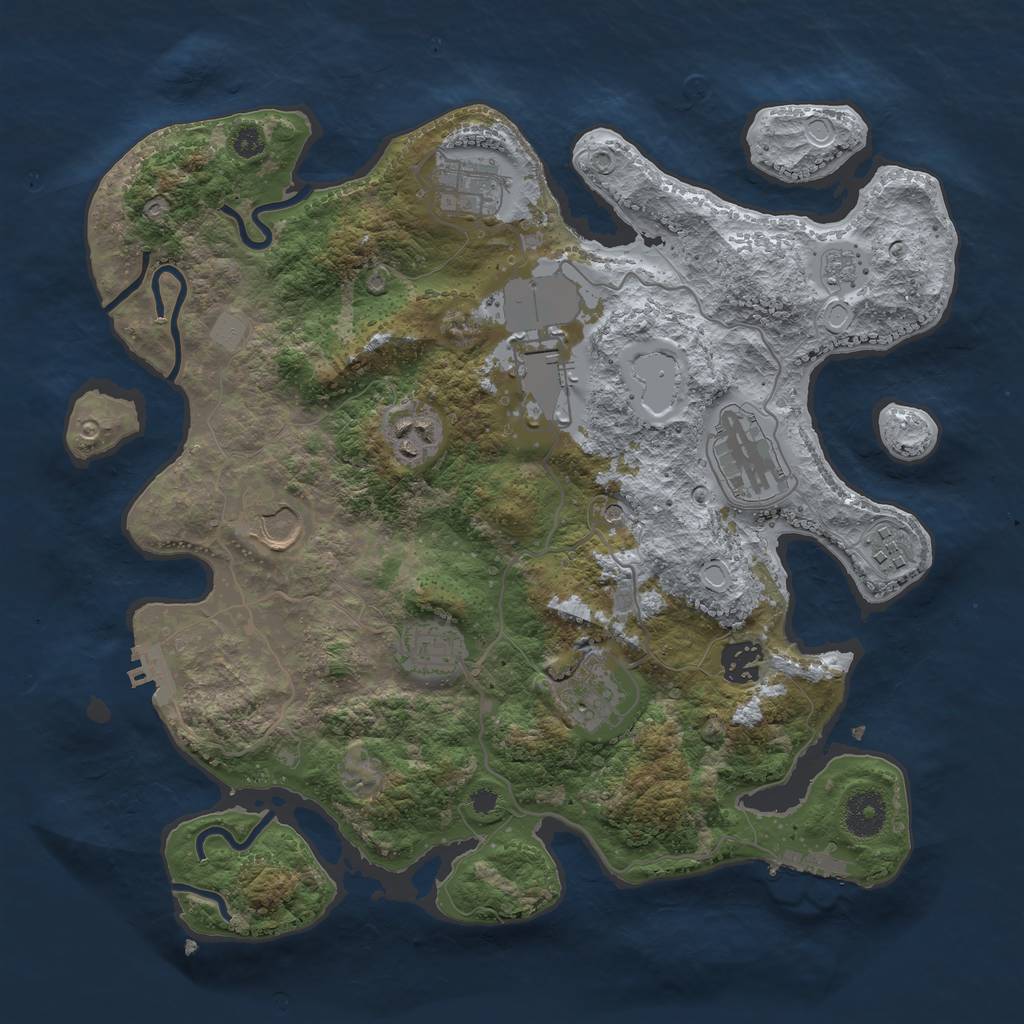 Rust Map: Procedural Map, Size: 3500, Seed: 65030271, 18 Monuments