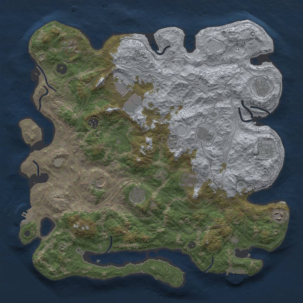 Rust Map: Procedural Map, Size: 4250, Seed: 871592623, 20 Monuments